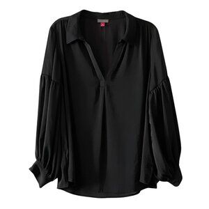 NWT Vince Camuto Silky Long Puff Sleeve Blouse in Black Sz. 3X